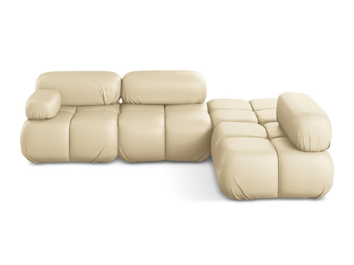 ECKSOFA Rechts Kunstleder Beige - Beige/Schwarz, Leder/Kunststoff (285/190cm) - Makamii