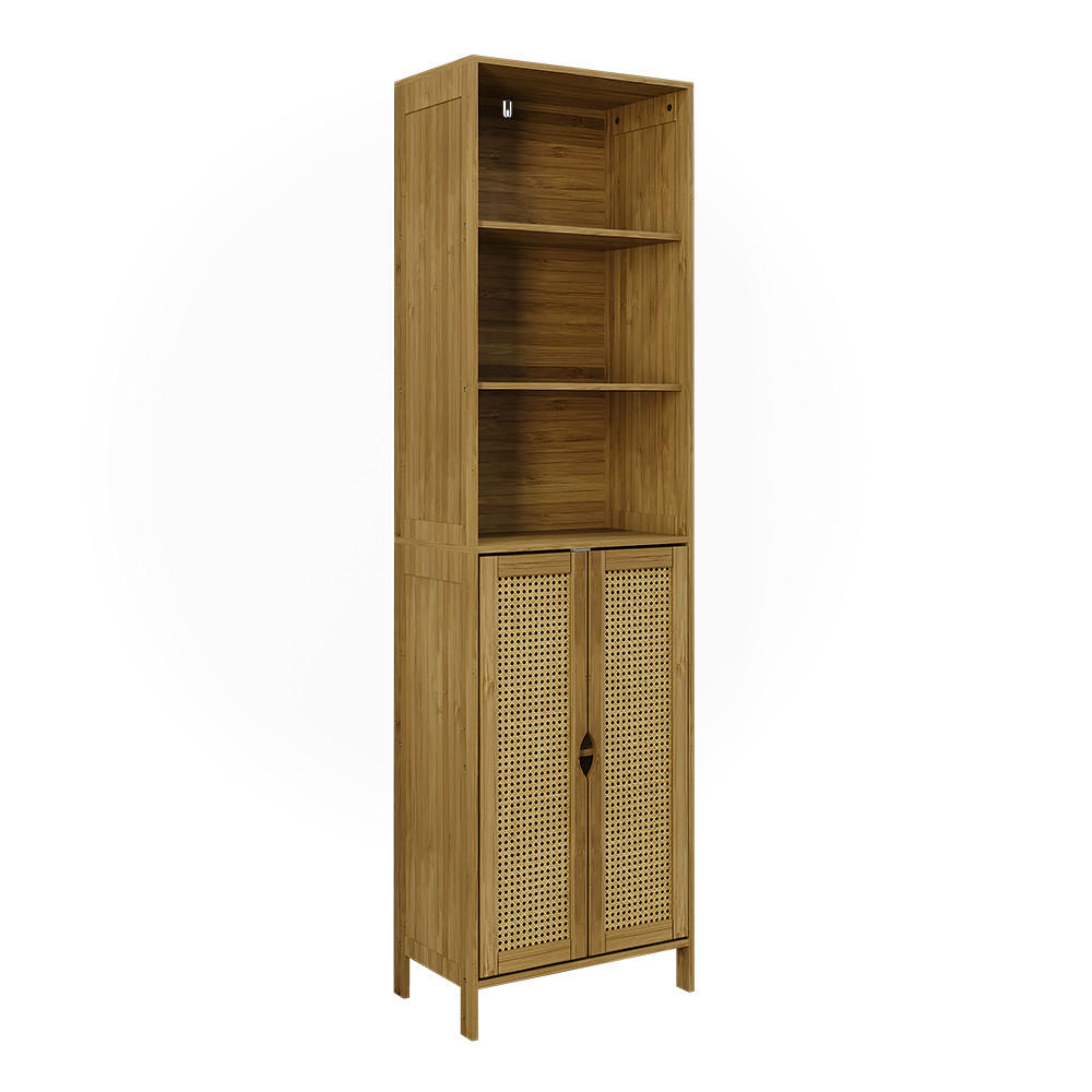 HOCHSCHRANK Liora Bambus 48 x 170 cm mit 2 Türen - Grün, Holzwerkstoff (48/170/29cm) - Vicco
