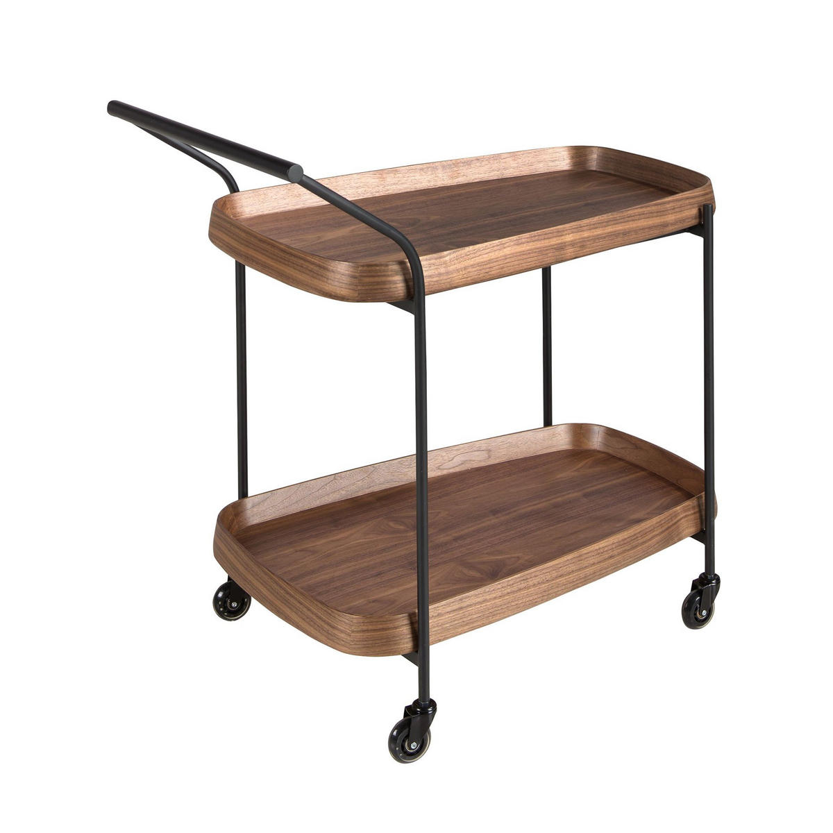 MINIBAR-SERVIERWAGEN aus Nussbaumholz und schwarzem Stahl 89/56/89 cm - Walnussfarben/Schwarz, Naturmaterialien/Holz (89/89/56cm) - ANGEL CERDA
