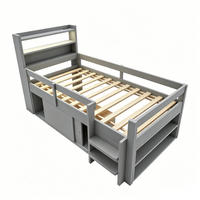 HOLZBETT 90/200 cm DE-32638 mit LED und Stauraum Grau - Grau, Holz (90/200cm) - ComfortXL