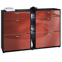 SCHUHSCHRANK Today Fronten in Bordeaux Hochglanz - Bordeaux, Holzwerkstoff (155.5/95/28cm) - Vladon