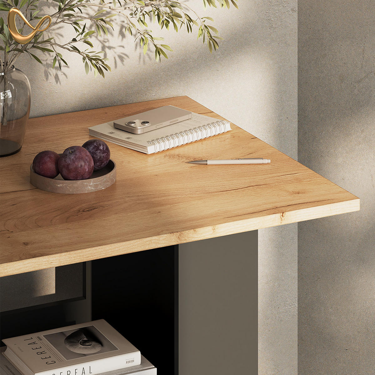 BARTISCH Regusa Goldkraft Eiche/Anthrazit 110 x 65 cm - Honigeiche/Anthrazit, Holzwerkstoff (65/110/106cm) - Livinity®
