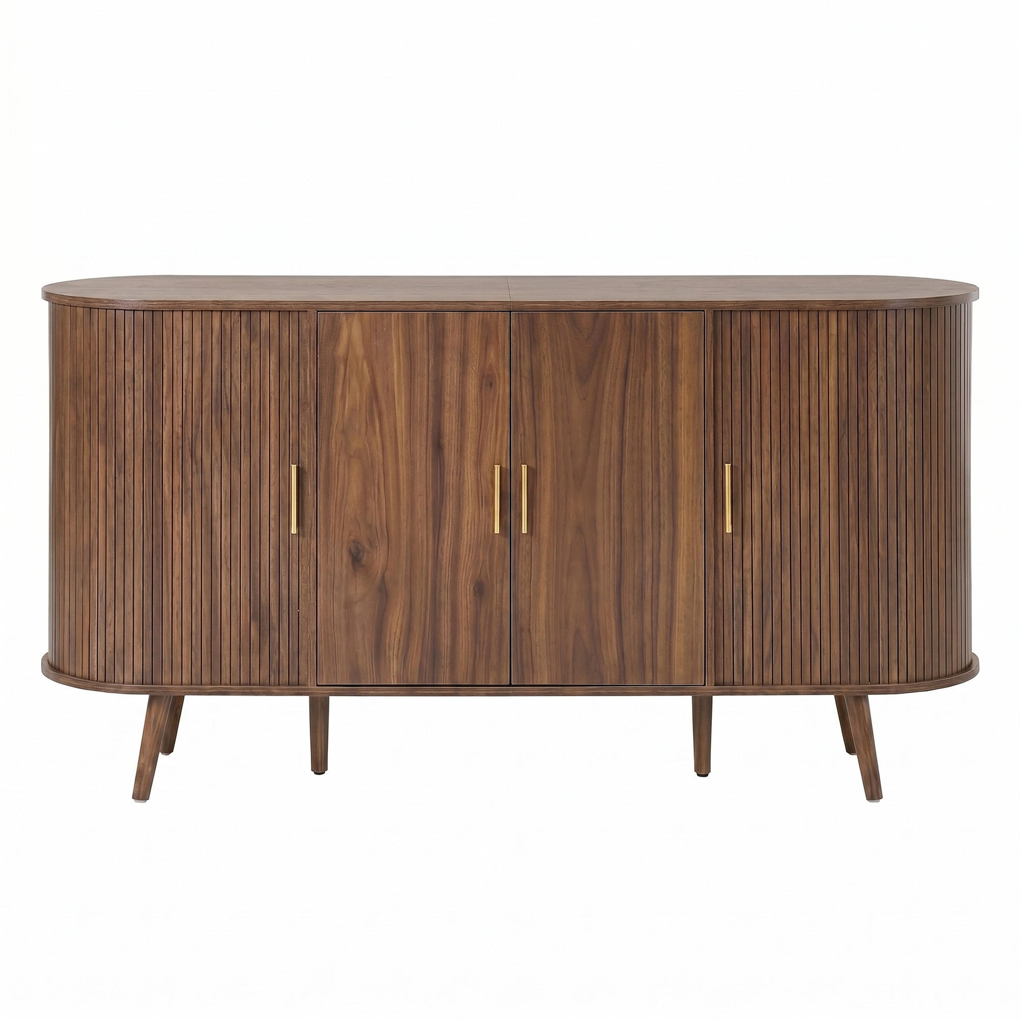 KOMODA Posuvná dvířka Rýhovaný design Moderní - barva vlašského ořechu, kompozitní dřevo (150/79/40cm) - FLIEKS