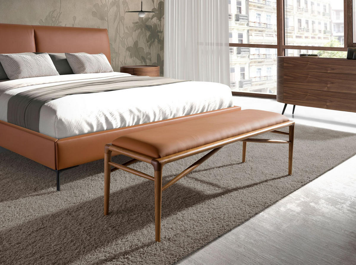 HOCKERBANK Hocker aus braunem Öko-Leder 130/40/43 cm - Walnussfarben/Braun, Leder (130/43/40cm) - ANGEL CERDA