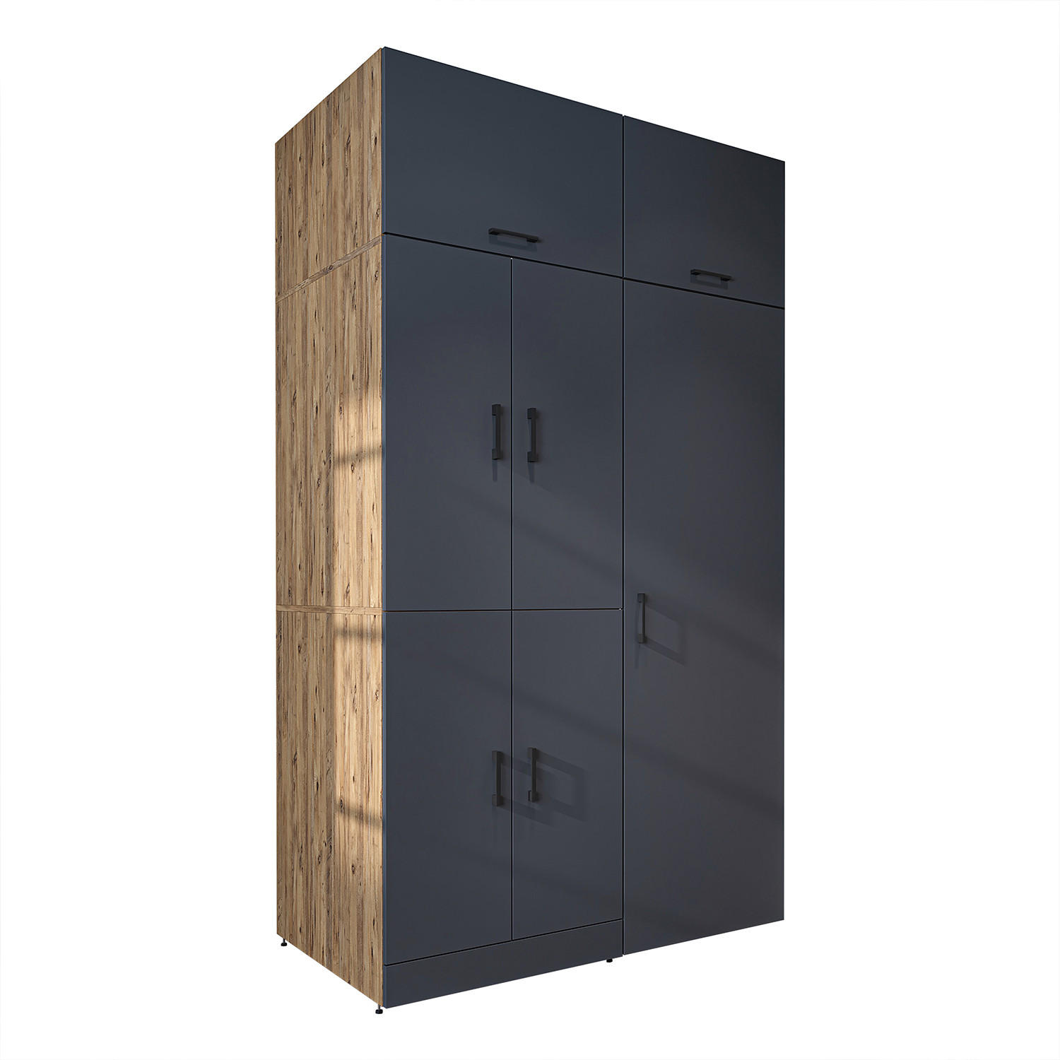 WASCHMASCHINENSCHRANK DORA-I 130cm Breit, 230cm Hoch - Anthrazit, Holzwerkstoff (130/230/73.8cm)