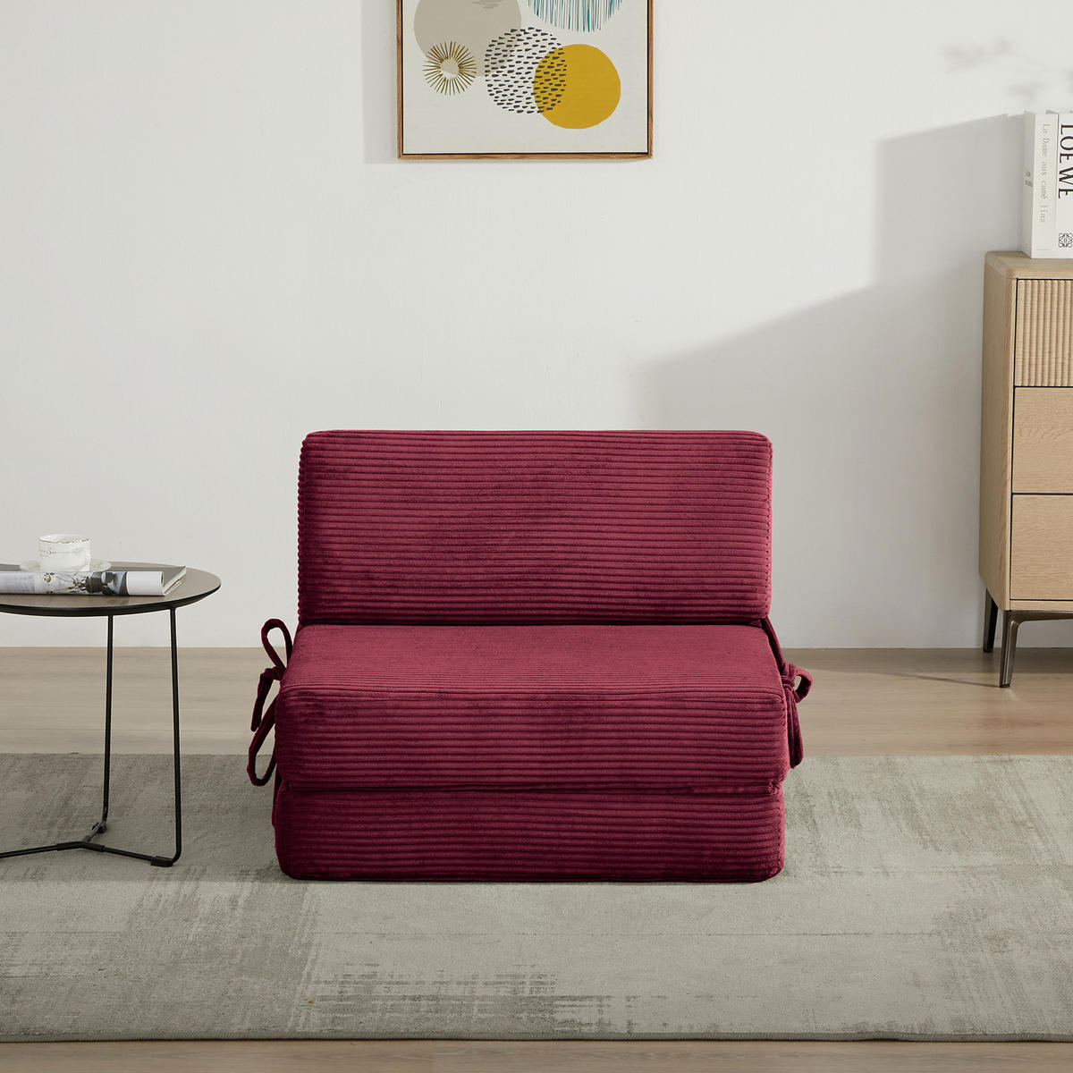 SCHLAFSESSEL - Cordstoff - Beere, Textil (74/56/80cm) - home24