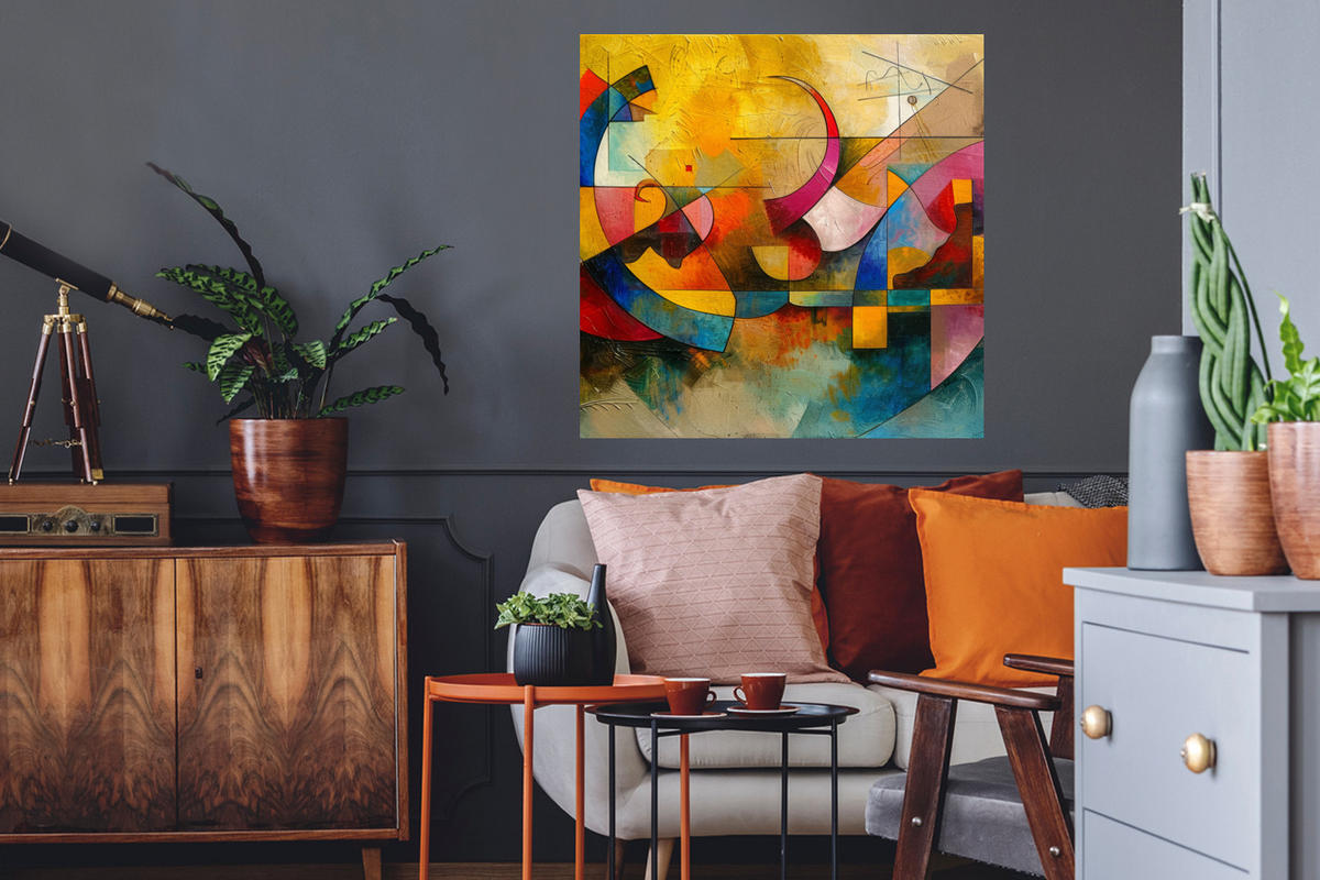 WANDTATTOO Kunst - Abstrakt - Modern 50x50 cm - Gelb, Kunststoff (50/50/0.1cm) - MuchoWow