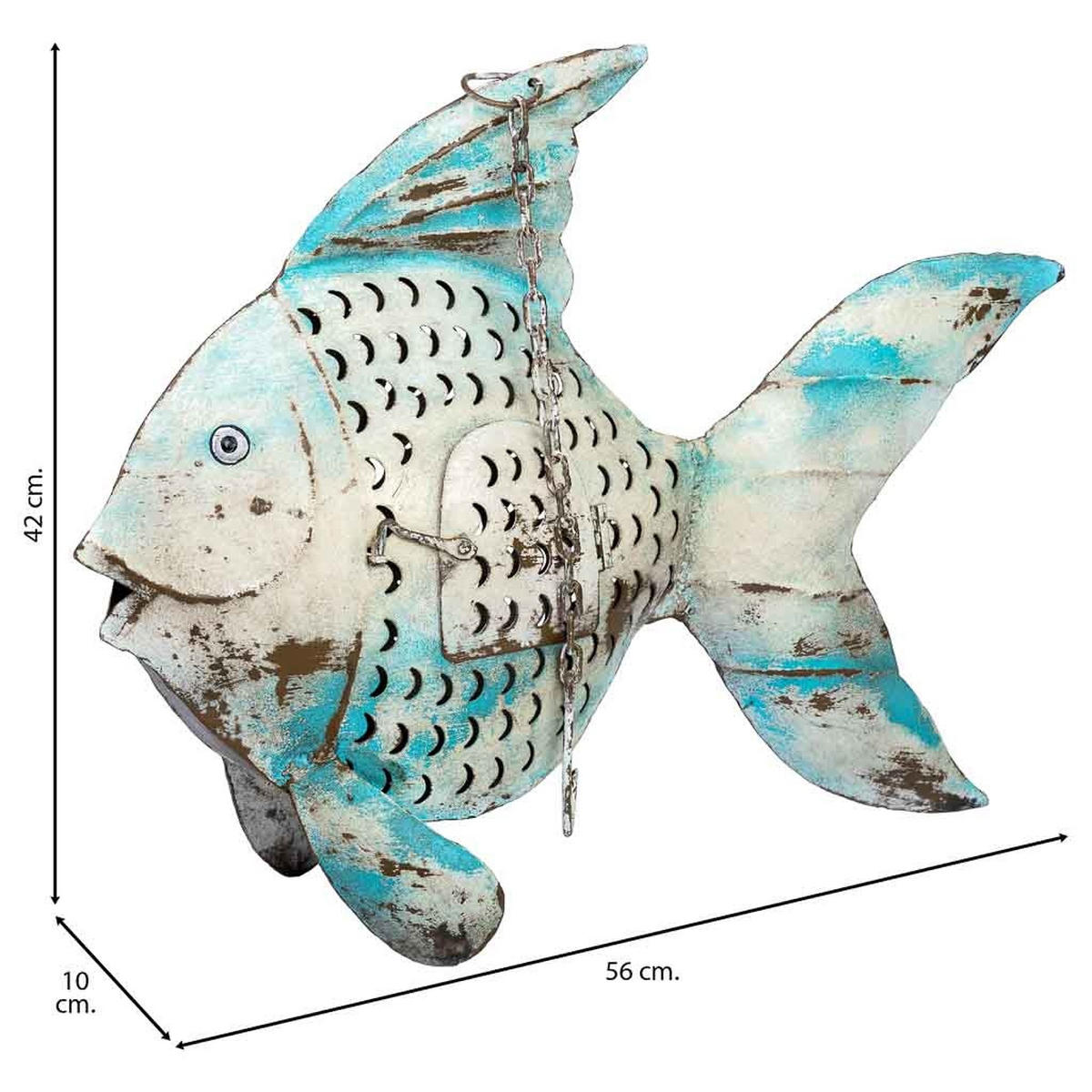 DEKORATIONSSTÜCK aus Metall, blau, 56x10x42cm - Blau, Metall (56/42/10cm) - Wanderlust