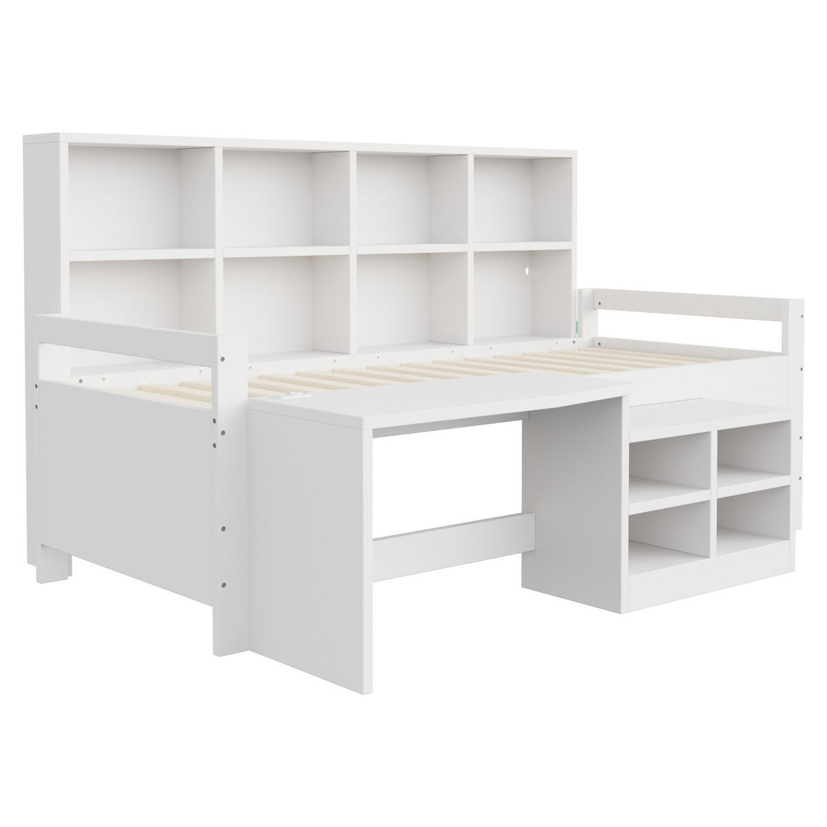 MULTIFUNKTIONSBETT mit Schreibtisch 90x200 cm Holz White - Weiß, Holz (90/200cm) - Meubliv