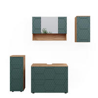 BADMÖBEL-SET Irma Grün 4 Teile - Honigeiche/Grün, Holzwerkstoff (80/58.6/41cm) - Vicco