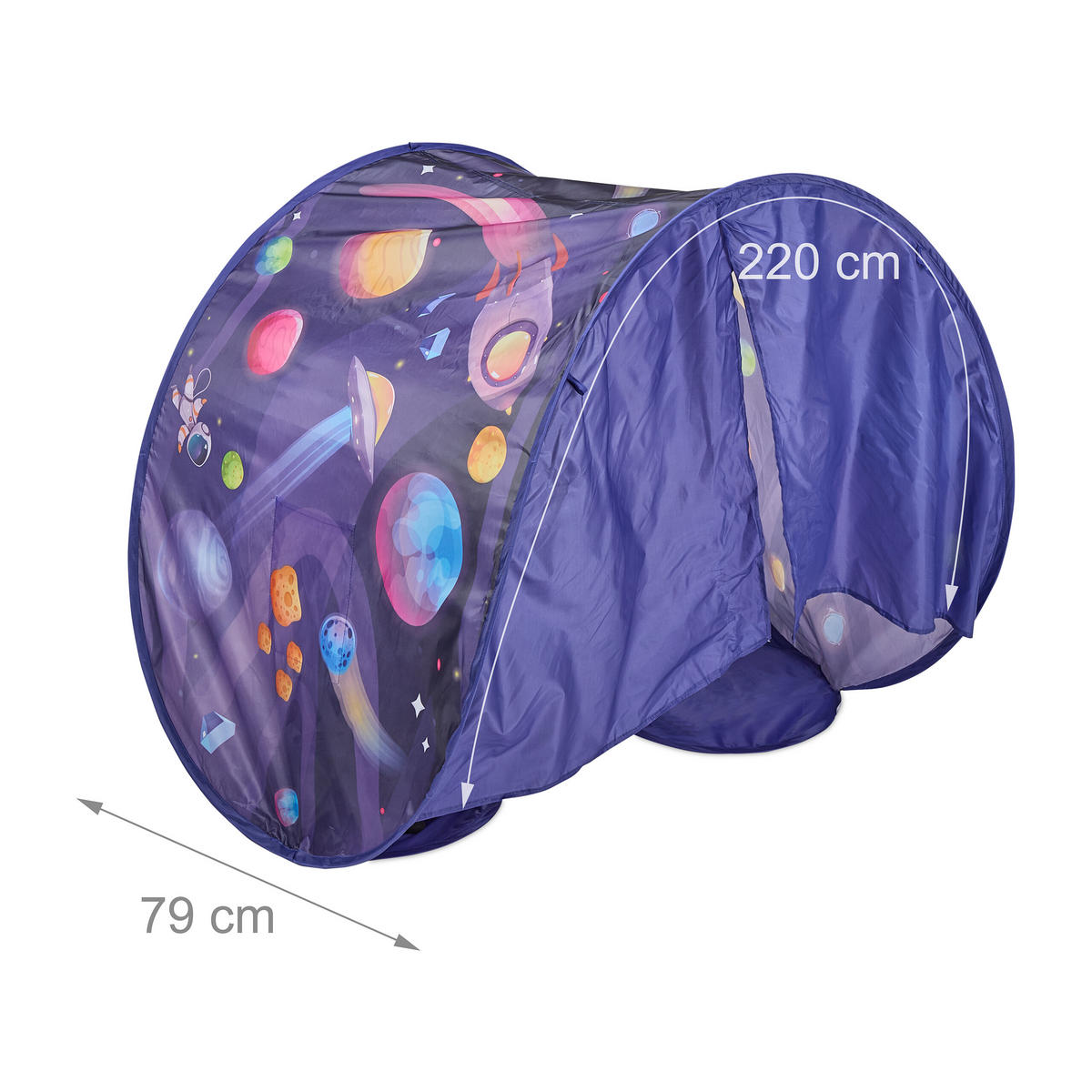 BETTZELT Bunt Kinder Pop-up Polyester 220x79 cm - Dunkelblau, Textil - Relaxdays