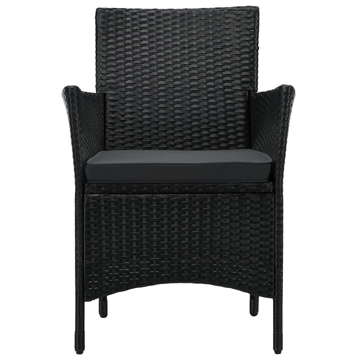 BALKON-SET Bayamo Polyrattan schwarz/dunkelgrau (3-tlg.) - Schwarz, Kunststoff - Juskys