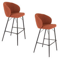 BARHOCKER Joa mit Rückenlehne 75 cm Bouclé Terra - 2 er Set - Rot/Braun, Kunststoff (52/100/50cm) - Housecraft Living