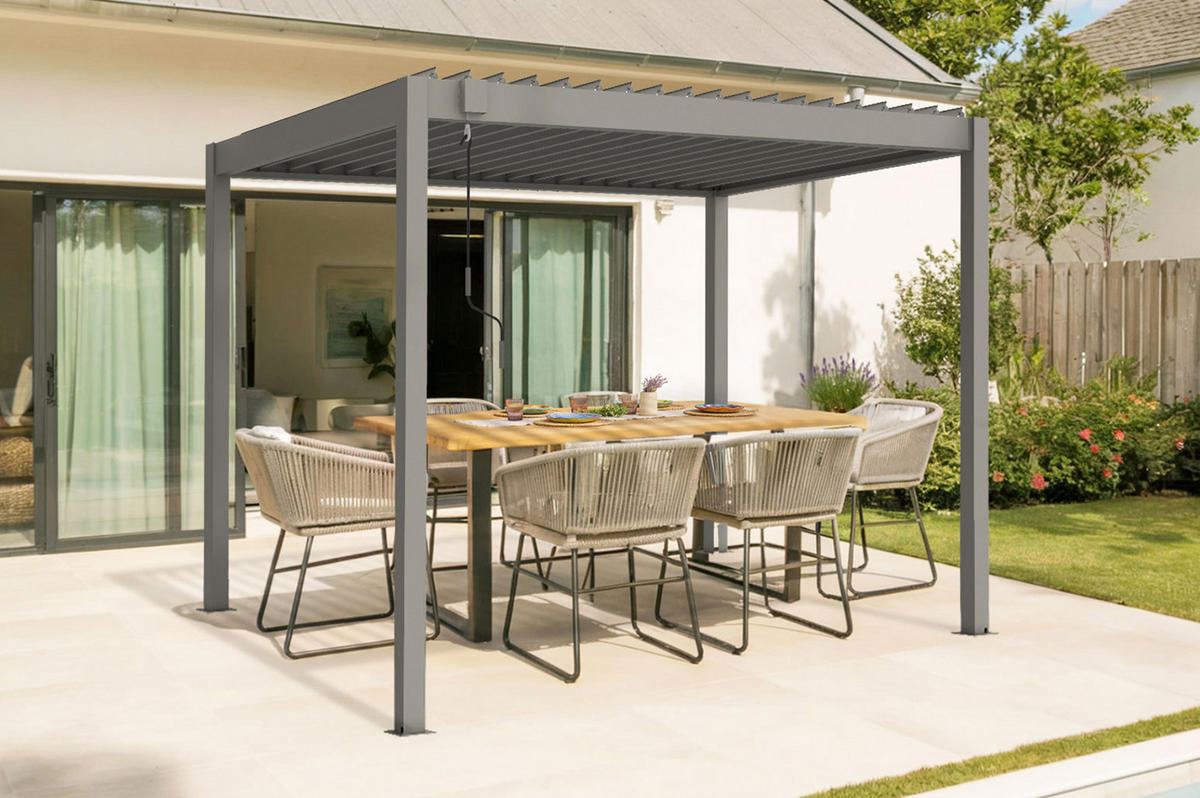 PERGOLA BIOKLIMATISCHE SELBSTTRAGENDE Piana Taupe 3x2m Aluminium - Taupe, Metall (304/218/196cm) - Cazeboo