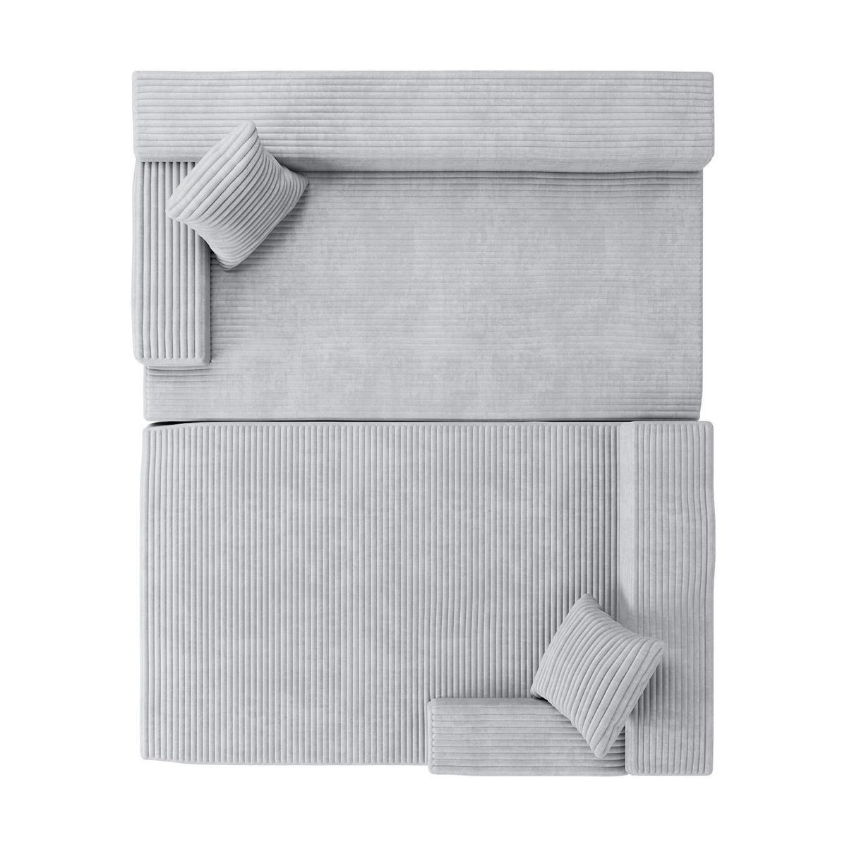 SOFA Coredo hellgrau Cord - Hellgrau, Textil (250/155cm) - Juskys