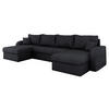 ECKSOFA Kris U Cord - Schwarz, Holz/Kunststoff (304/140cm) - MIRJAN24