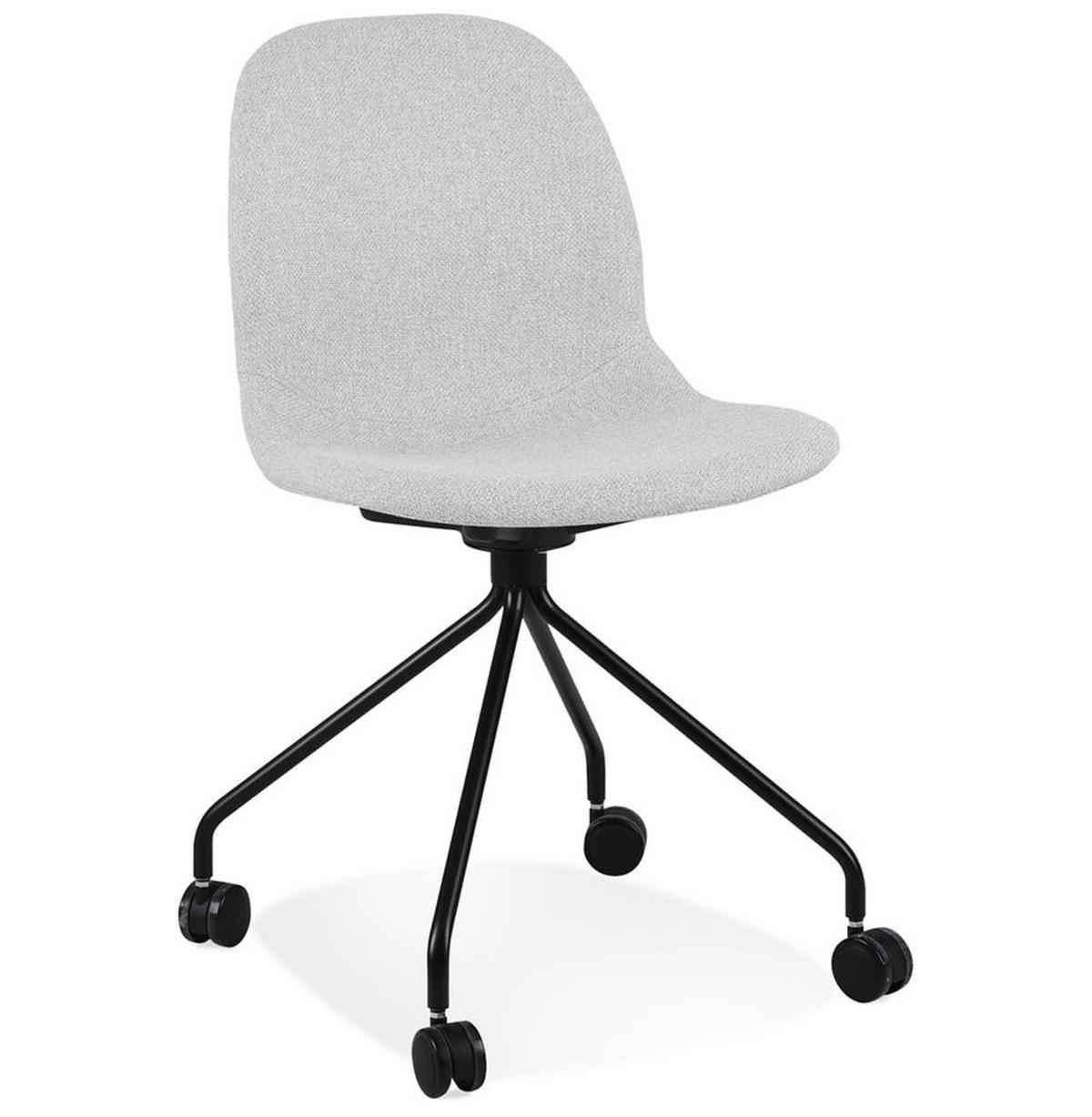 DREHSTUHL Stoff mit ergonomischer Form, Rollen und 360° Drehfunktion CERANO, Grau 46x49x86 cm - Schwarz/Grau, Textil/Metall (46/86/49cm) - KADIMA DESIGN
