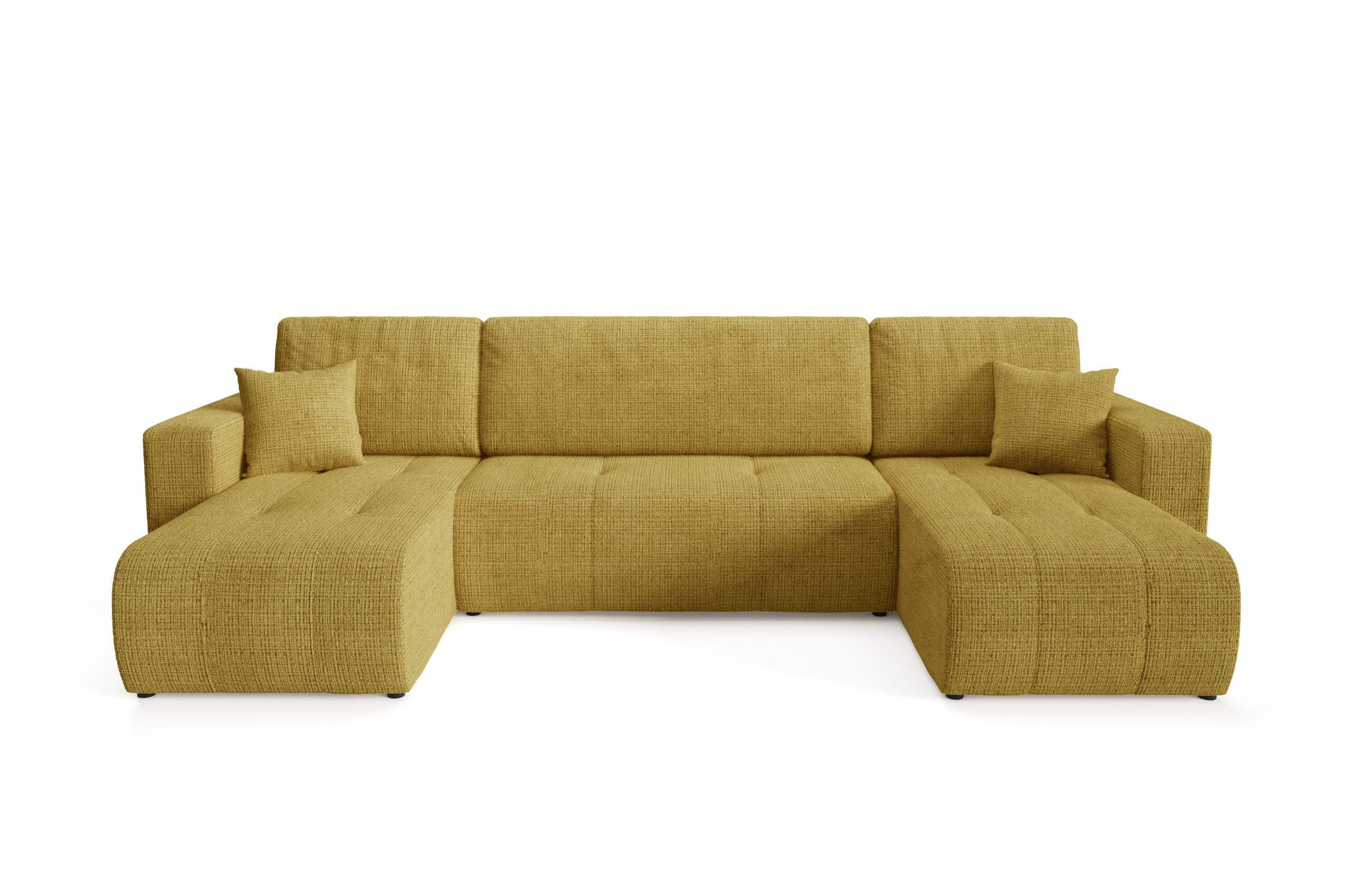 WOHNLANDSCHAFT mit Schlaffunktion Gelb - Gelb, Textil (315/70/145cm) - Furnisell