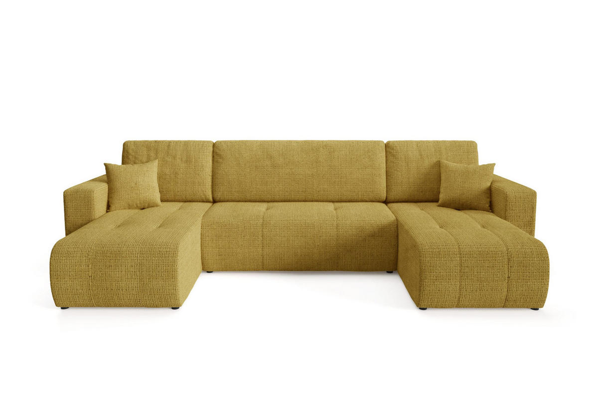 WOHNLANDSCHAFT mit Schlaffunktion Gelb - Gelb, Textil (315/70/145cm) - Furnisell