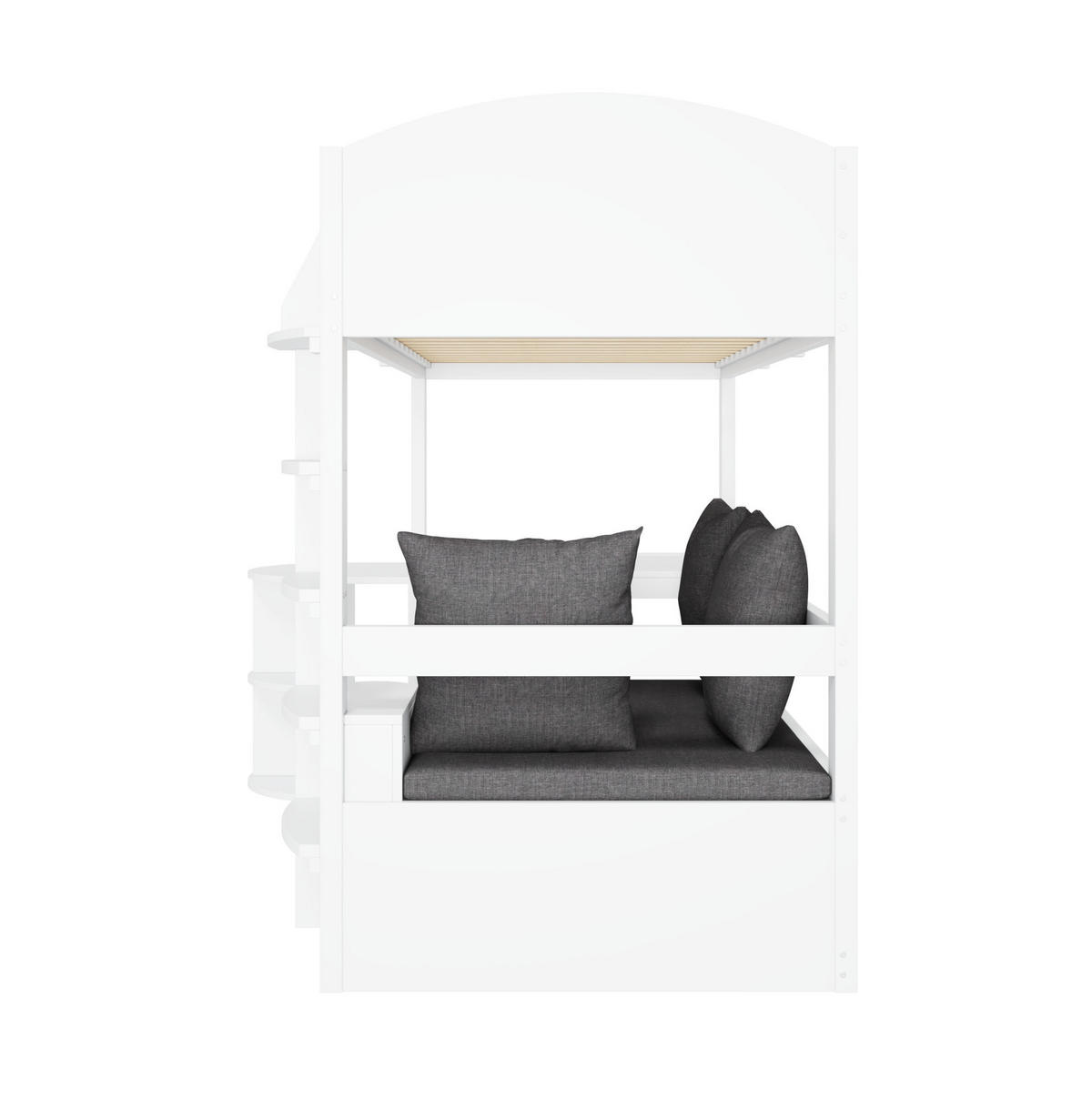VISOKI krevet 90/200 cm s izvlačnim stolom, sofom i policama, Bijeli - bijela, drvni materijal (90/200cm) - Redom