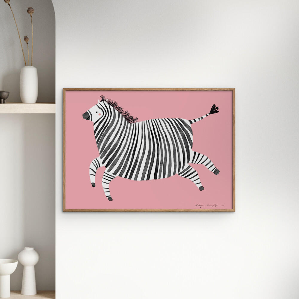 POSTER mit Rahmen Wild Apple - Zebra - Pink/Eichefarben, Holz/Papier (30/40cm) - Poster&Frame