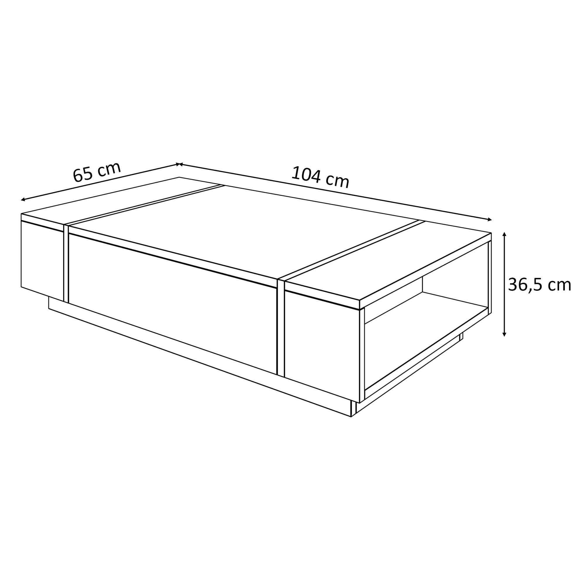 Lookway Couchtisch Eiche 104x65x36.5 cm