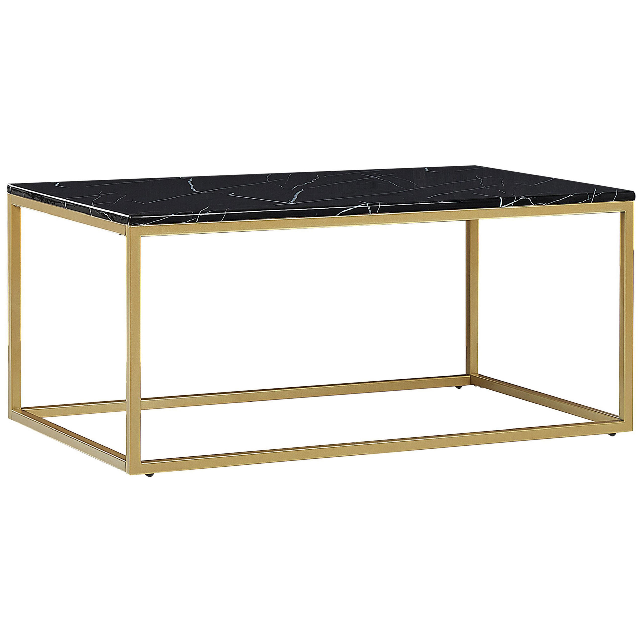 COUCHTISCH Marmor Optik schwarz/gold rechteckig 60/100 cm Delano - Goldfarben/Schwarz, Holzwerkstoff (60/100/45cm) - Beliani