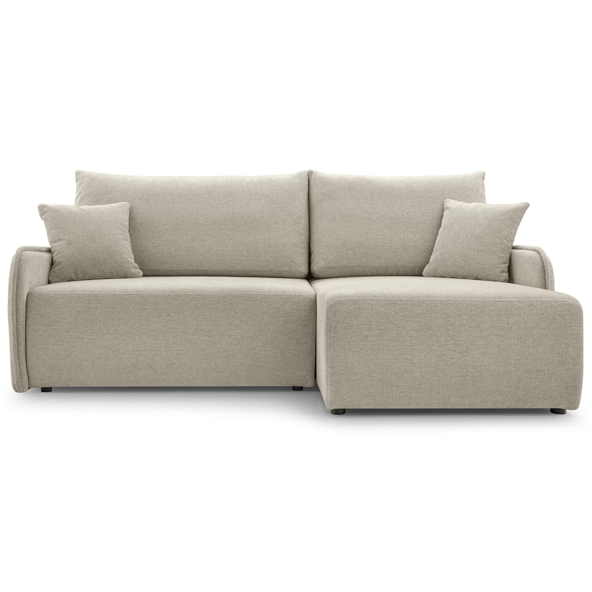 ECKSOFA Netarro, Beige Chenille, rechtsseitig - Beige/Schwarz, Kunststoff/Textil (147/198cm) - Selsey