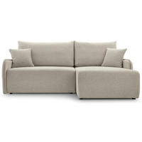 ECKSOFA Netarro, Beige Chenille, rechtsseitig - Beige/Schwarz, Kunststoff/Textil (147/198cm) - Selsey