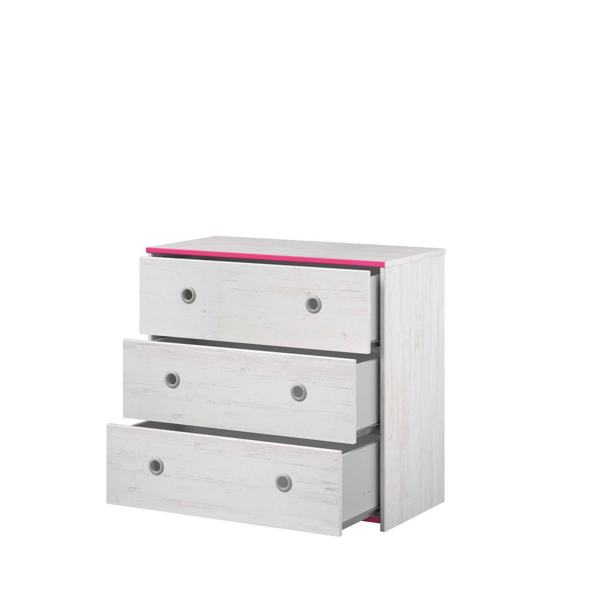 KINDERZIMMER-SET Pabloma 36b 5-tlg. Holznachbildung Kiefer Weiß/Pink - Pink/Weiß, Kunststoff (100/1/200cm) - 58aufmkessel