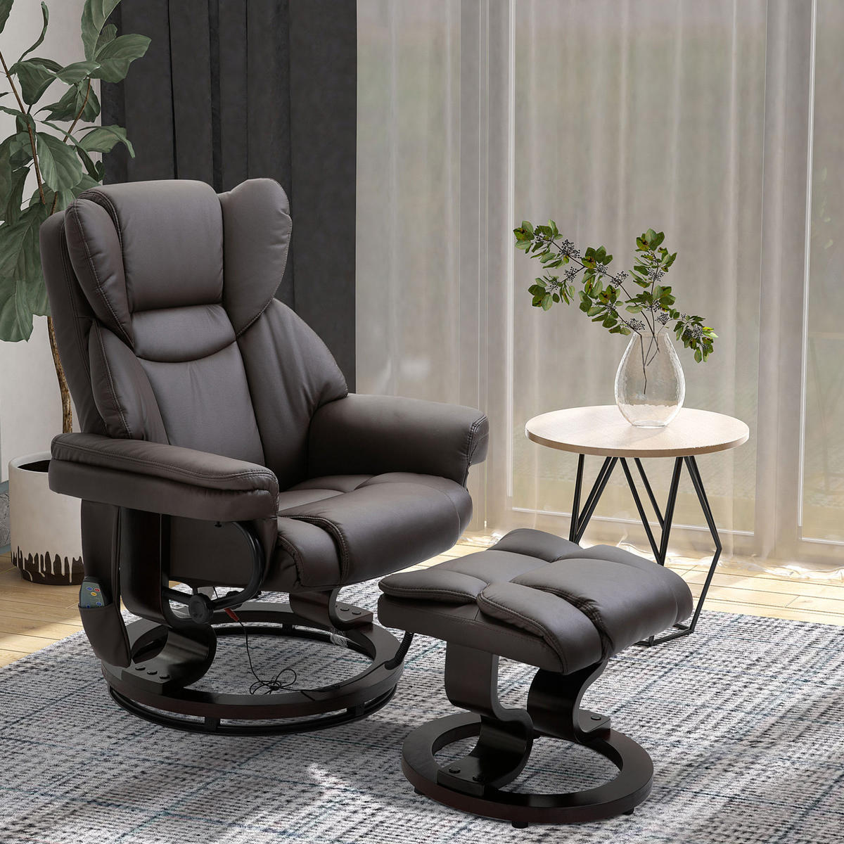 RELAXSESSEL 79/82/101 cm in Braun mit Massagefunktion und Fußhocker - Braun, Kunststoff (82/101/79cm) - Flora Grace