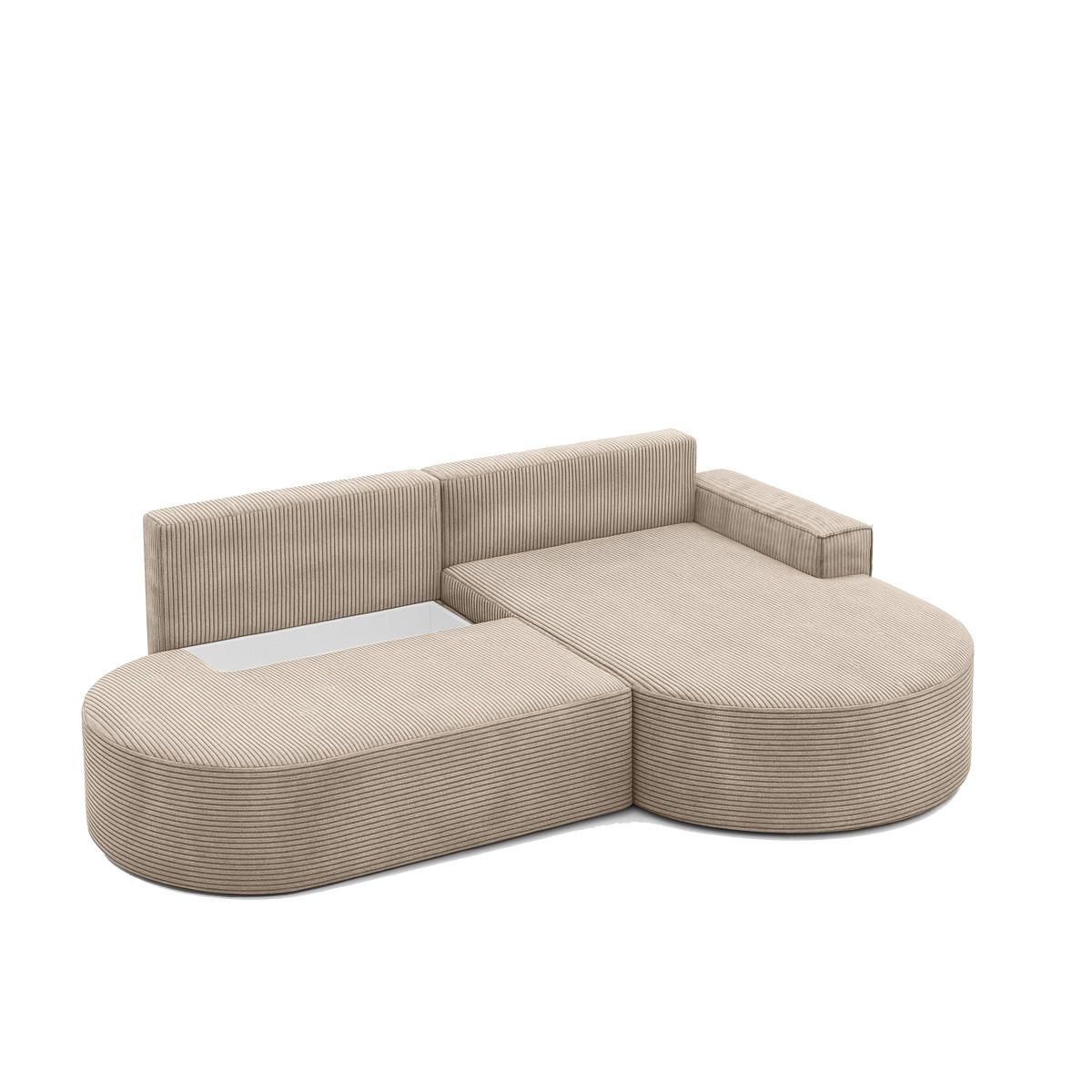 ECKSOFA Modena Pro - Komfort Und Stil Stoff Poso Dunkelbeige Rechts - Sandfarben, Holz (278/179cm) - Kaiser Möbel
