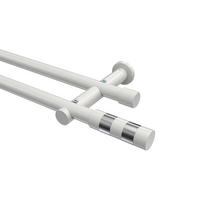 GARDINENSTANGEN-SET Platon Mavell 240 cm (geteilt in 2 x 120 cm), 2-läufig (ohne Ringe), 20 mm Ø Weiß - Chromfarben/Weiß, Metall (240cm) - INTERDECO