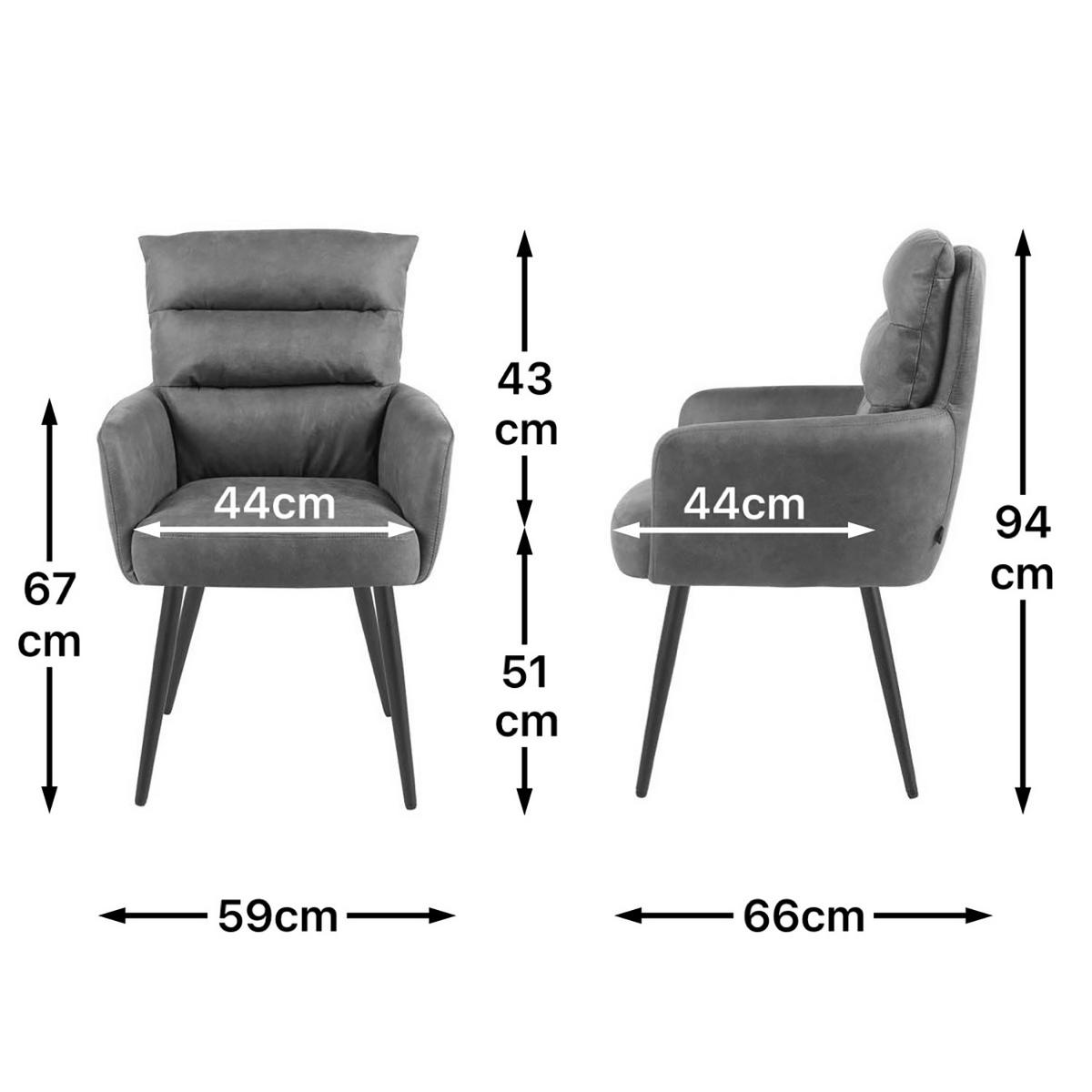 ESSZIMMERSTUHL Mika-Yann - Schwarz/Grau, Textil/Metall (59/94/66cm) - DUBI Möbel
