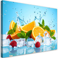 LEINWANDBILD Orangen Früchte in Eis 120x80cm - Multicolor, Textil (120/80cm) - Feeby
