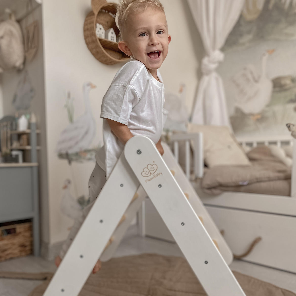 KLETTERDREIECK für Kinder, Montessori, Weiß - Weiß, Holz (59.5/59/60cm) - MeowBaby