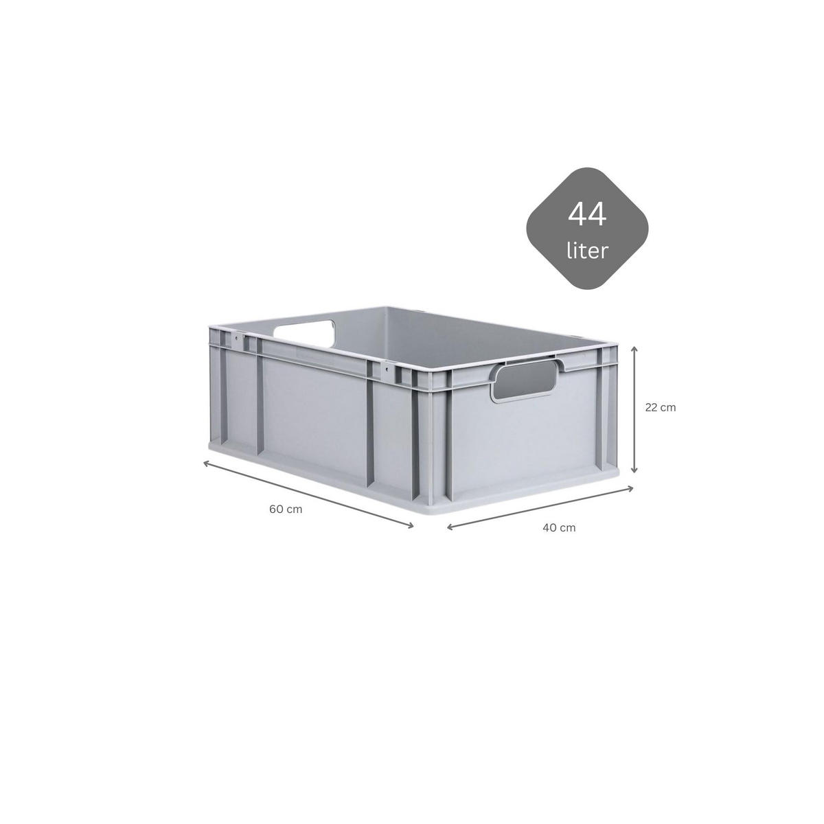 EUROBOX 5x Nextgen Economy Mit Auflagedeckel Grau/Blau Griffe Offen 44 Liter - Blau, Kunststoff (40/22/60cm) - PROREGAL