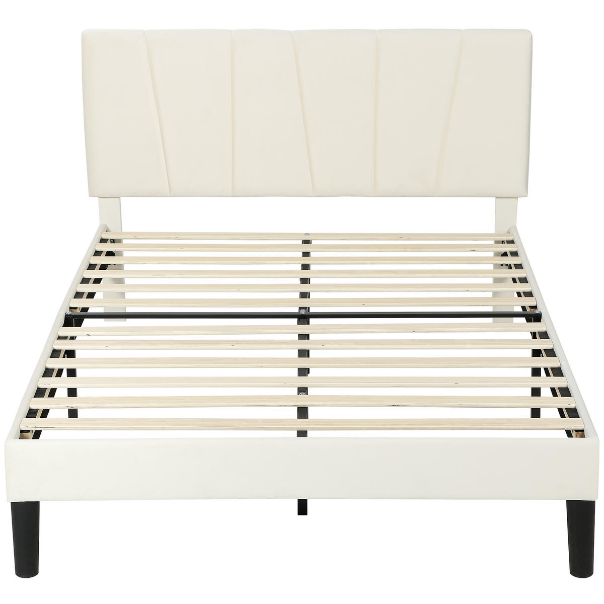 BETT 140x190 cm DE-14640 mit verstellbarem Kopfteil Creme - Creme, Metall (140/190cm) - ComfortXL