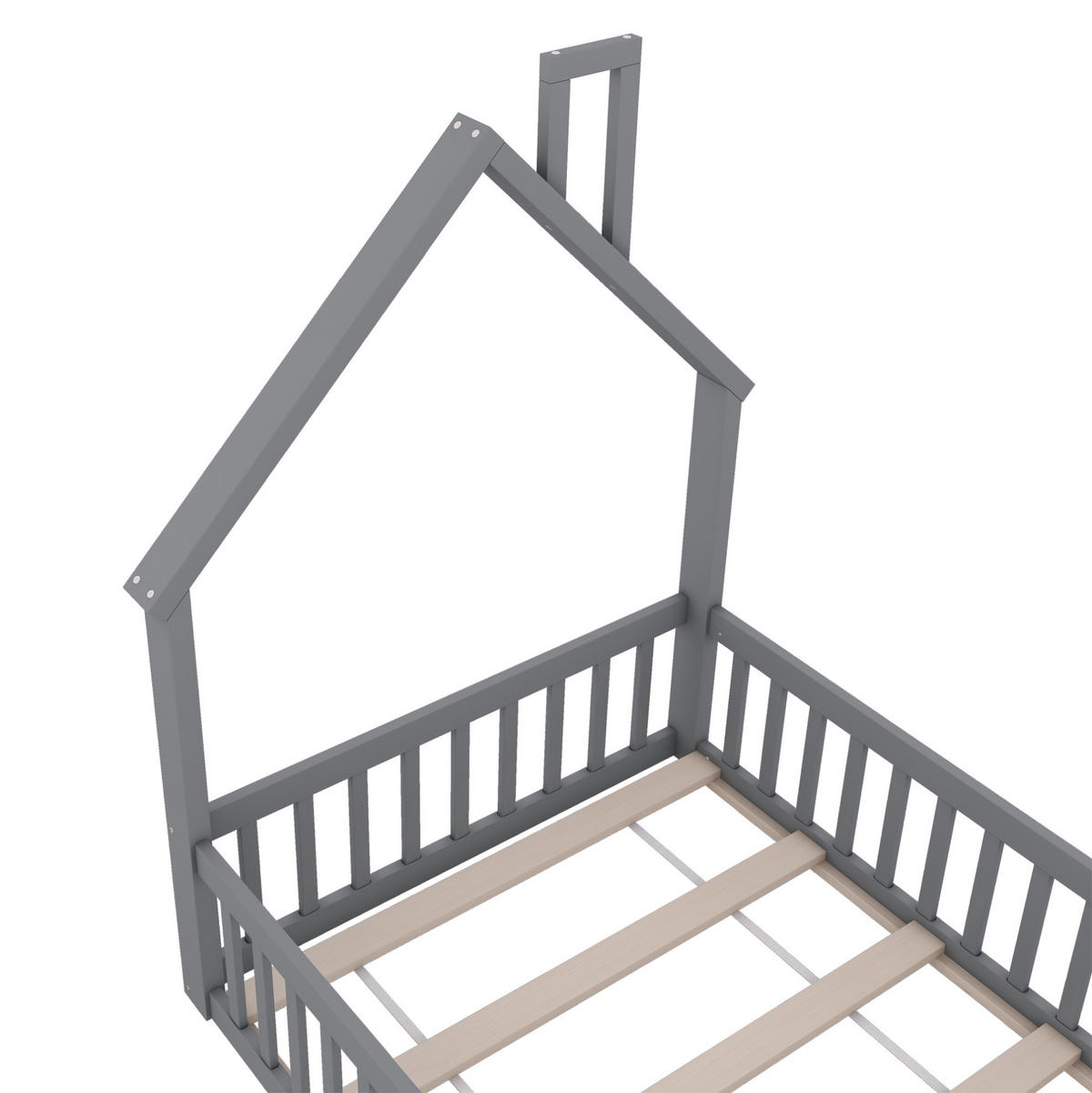 KINDEREINZELBETTEN aus Kiefernholz und MDF 90x200 cm in Grau mit Lattenrost - Grau, Holzwerkstoff (90/200cm) - Modfu
