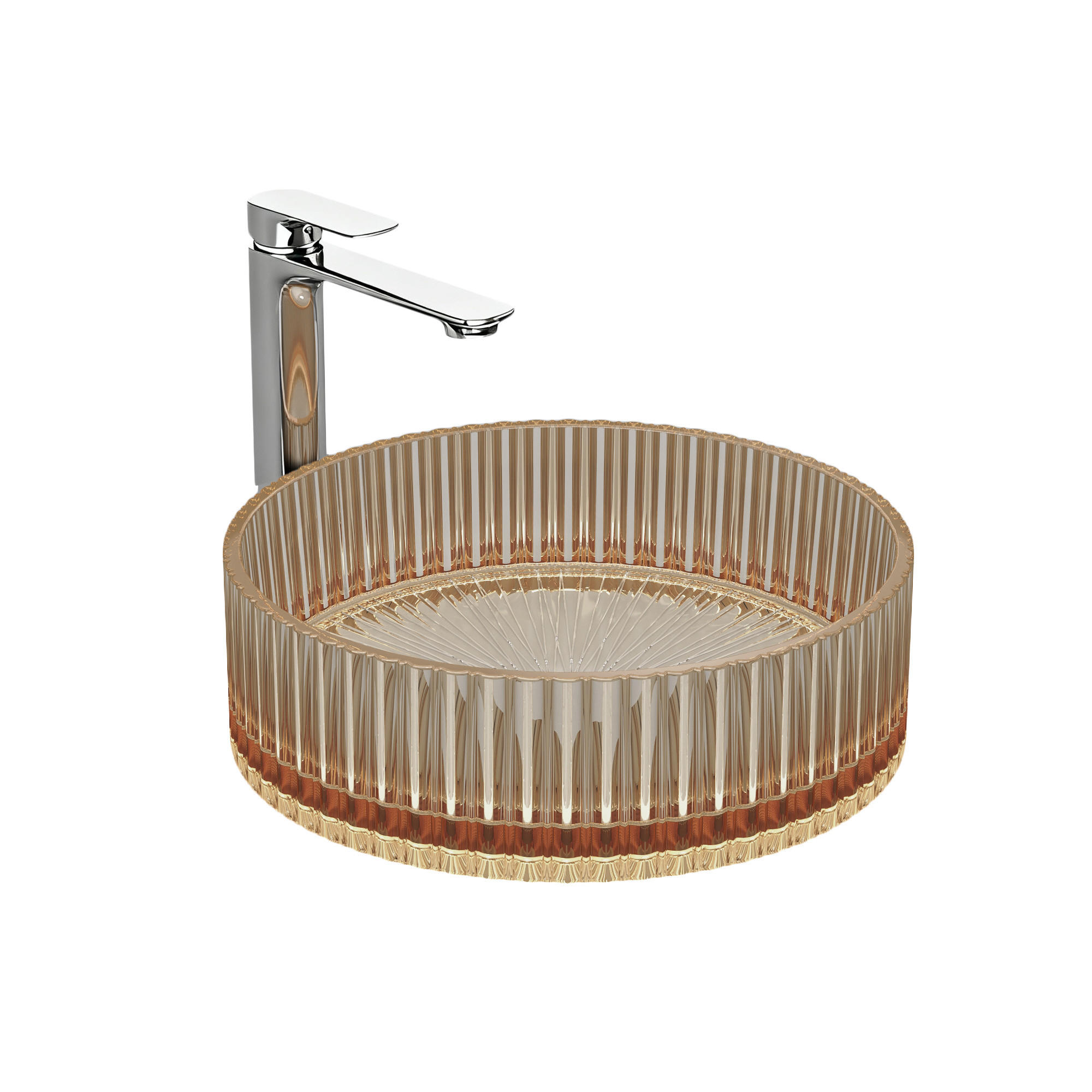 WASCHBECKEN Klarglasspüle Roségold Ø40 / 12 cm - Roségold, Glas (40/12/40cm) - EMKE