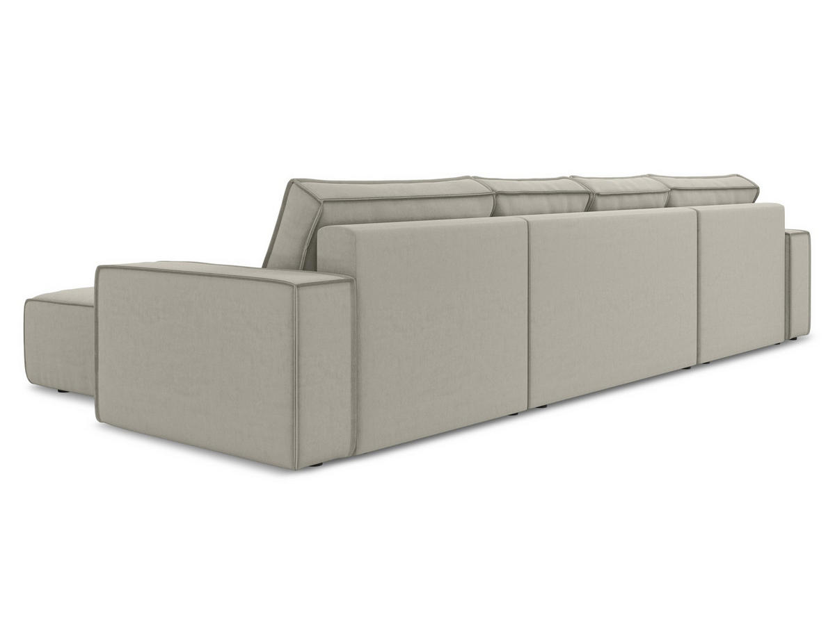 WOHNLANDSCHAFT Samt Stoff Creme - Perlmutt/Creme, Kunststoff/Textil (398/82/185cm) - Makamii