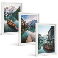 BILDER SET 3er Set - 40x60 cm Weißer Rahmen - See, Berge, Boote, Ferienhaus - Weiß, Kunststoff (40/60cm) - TULUP
