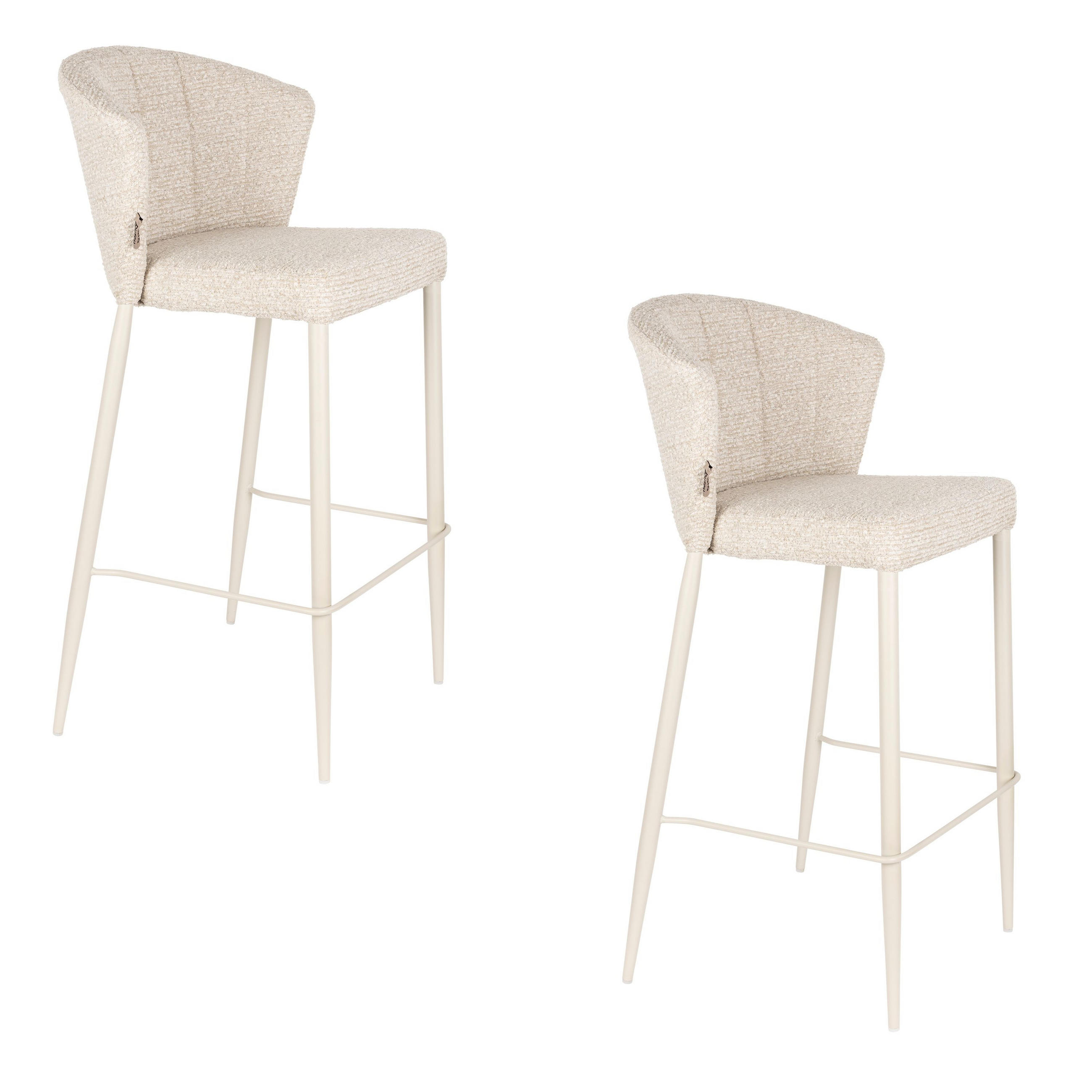 BARHOCKER Georgia Rückenlehne 73 cm Beige - 2 er Set - Beige, Holz (54/101/56cm) - Dutchbone