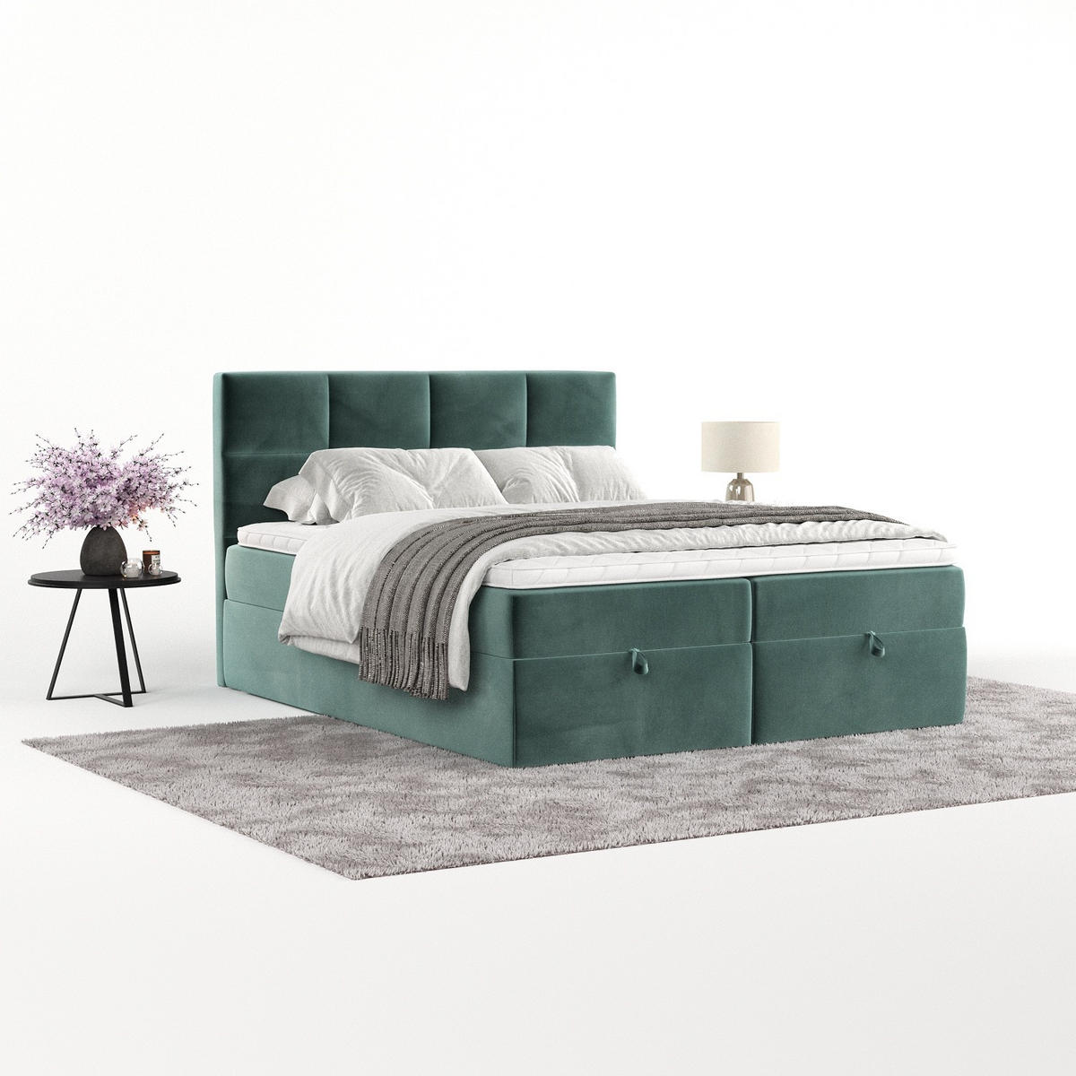 BOXBETT Velto 200/200 cm Türkis im Kronos Stoff - Türkis/Schwarz, Holz/Holzwerkstoff (200/200cm) - AltaBeds