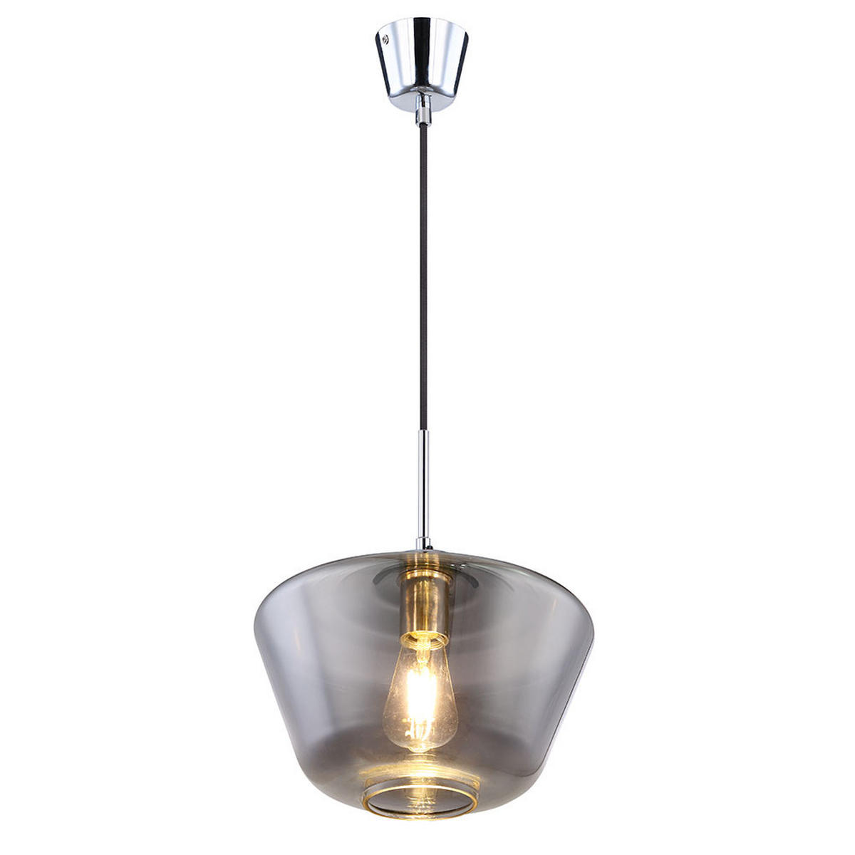 PENDELLEUCHTE Glas Grau Chrom - Grau, Glas (30/30/120cm) - Globo Lighting