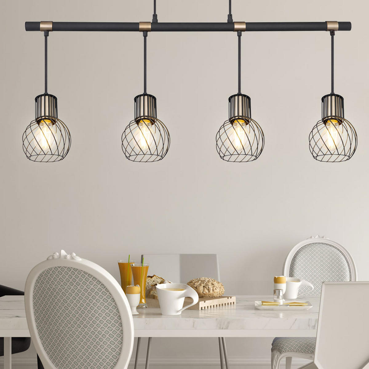 HÄNGELEUCHTE Metall Schwarz Gitteroptik - Schwarz, Metall (87/12/120cm) - Globo Lighting