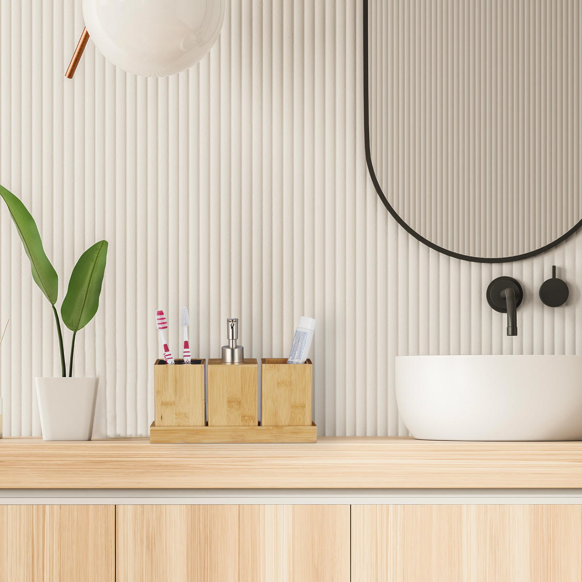 BADACCESSOIRES - Hellbraun, Holz/Metall (25/18/9.5cm) - Relaxdays