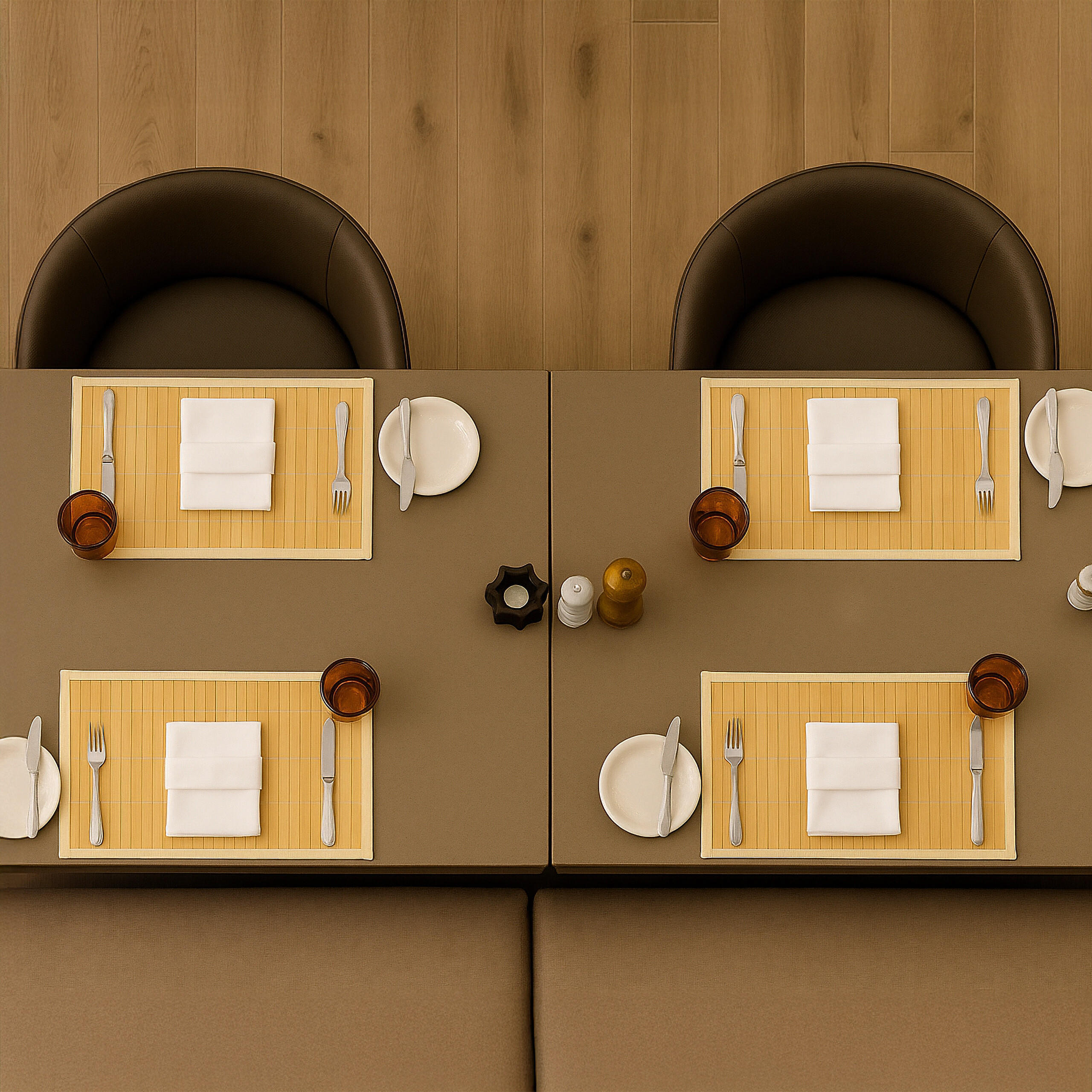 6-tlg.TISCHSET - Creme, Holz/Textil (30/45/0.3cm) - Relaxdays