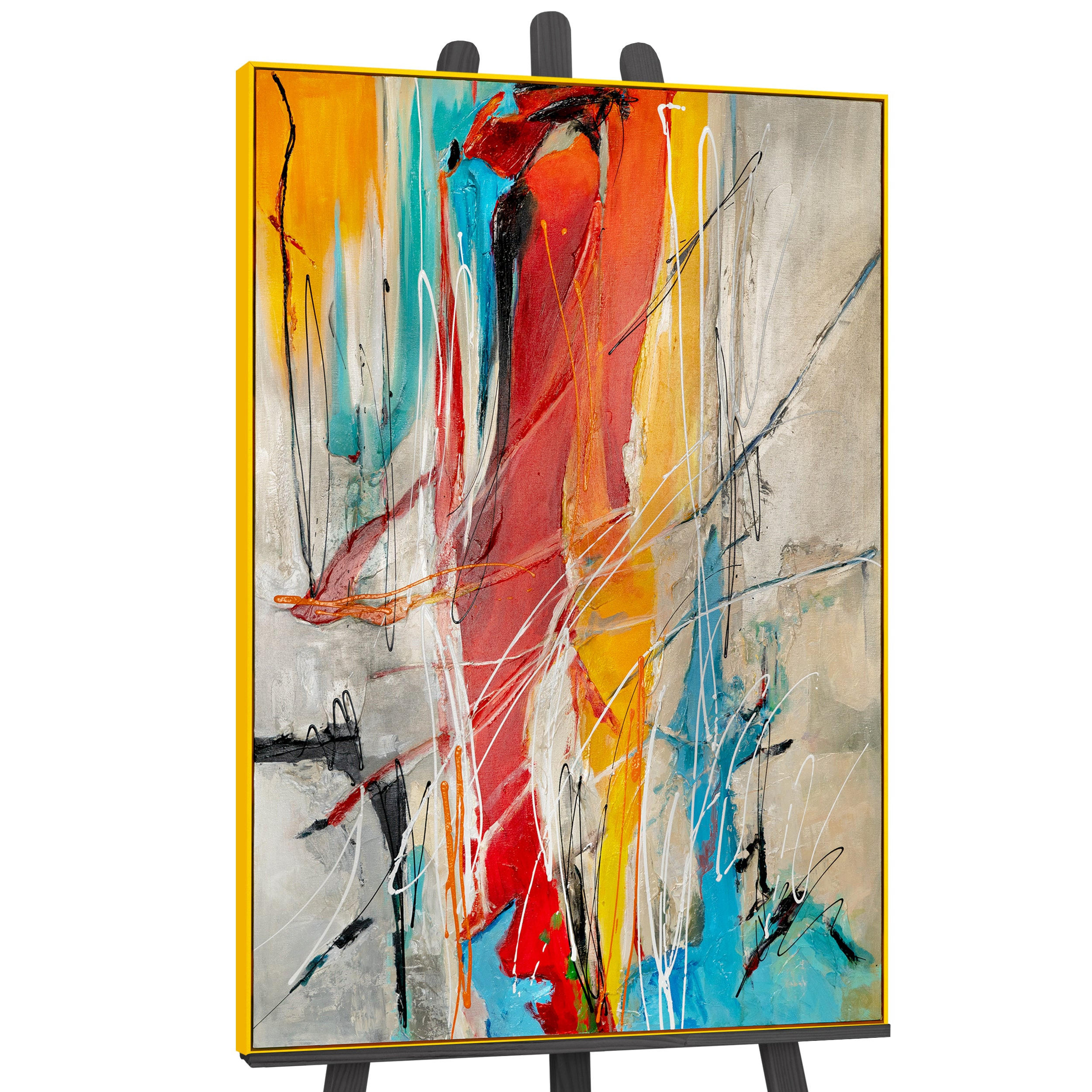 GEMÄLDE Farbige Harmonien Schattenfugenrahmen Gelb 120x80 cm - Gelb, Holz (120/80cm) - YS-art gallery