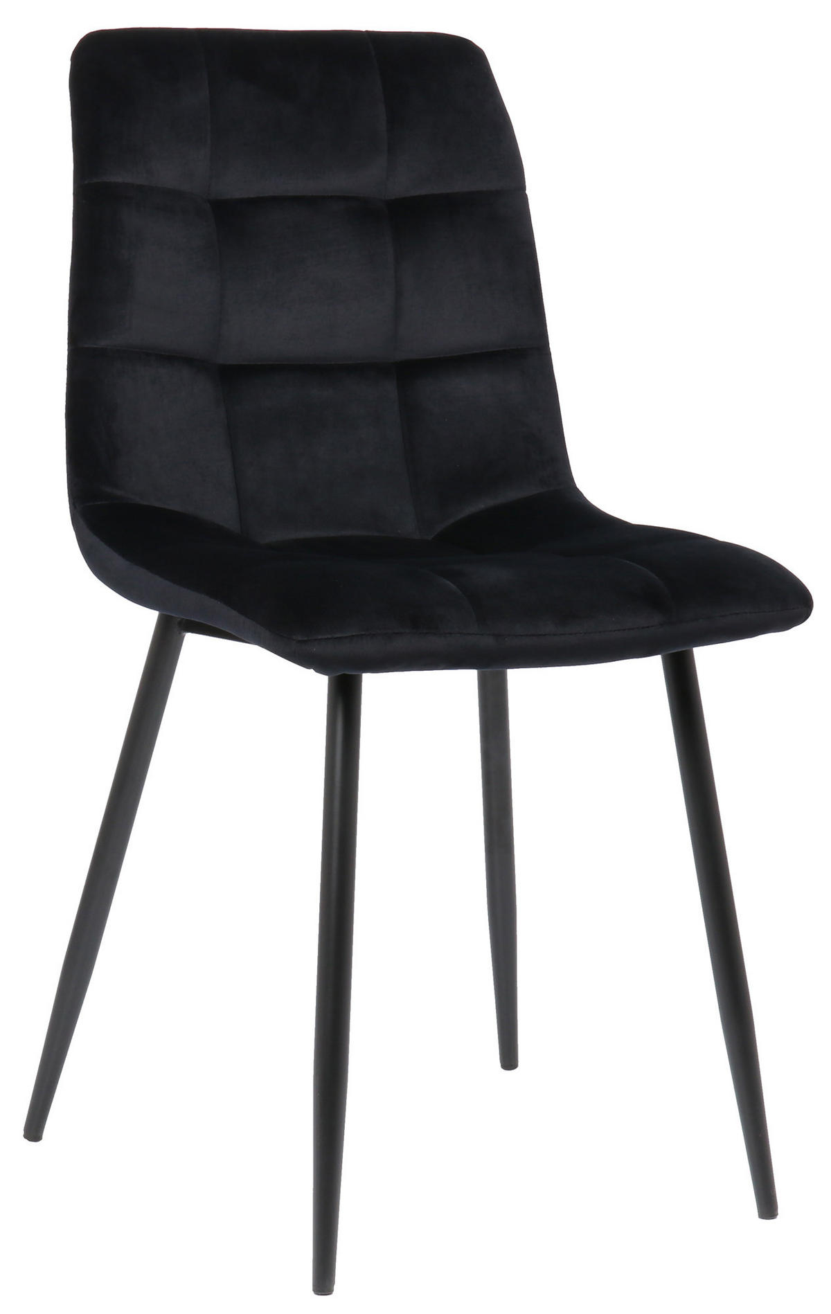 ESSZIMMERSTUHL Till Samt, Gestell Metall matt Schwarz Schwarz - Schwarz, Textil/Metall (45/88/52cm) - TPFLiving